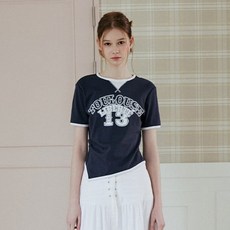 BLUE LABEL 배색 바인딩 프린트 반팔 티셔츠 ER2OTH59-T 735189