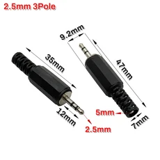 2-20개 2.5mm / 오디오 플러그 수 2 3 4극 모노/스테레오 커넥터 DIY 수리용 헤드폰/스피커, 01 2PCS, 01 2.5mm 3Pole