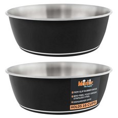 Master Pet Supply 미끄럼 방지 고무 베이스가 있는 스테인리스 스틸 강아지 그릇 2개 세트(각 473.2ml(16온스)) - 피스타치오 - 소형 중형 대형견 및 고, 16 Cups (128 oz) 2 Pack, 블랙 벨벳