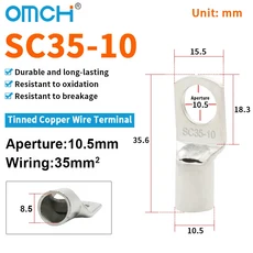 OMCH 5/10/20PCS SC 타입 터미널 와이어 용접 케이블 커넥터 1.5-50mm2 크림프, 02 5PCS, 06 SC 35-10