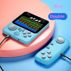 G7 휴대용 게임 콘솔 5인치 화면 666가지 내장 미니 초슬림 학생용 카드형 레트로 게임, Blue Double
