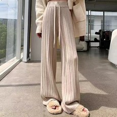 스토리원 WM-FWBT055 여성 모핑 골지 와이드 니트 팬츠