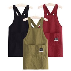 루나비스 방수 카페 투포켓 앞치마, 1개, 올리브그린