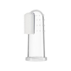 可水洗矽膠寵物牙刷 贈收納盒 可重複使用 指套矽膠牙刷 貓咪狗狗牙齒清潔, 1個, 1入贈透明收納盒, 透明