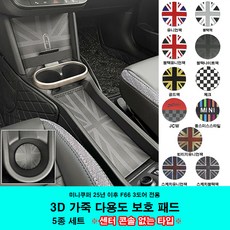 25년이후 미니쿠퍼 F66 3도어 3D가죽 컵홀더 보호패드 세트, 06 5종세트(콘솔X)체크, 1세트