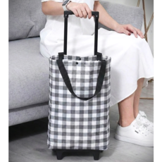 벨로브 휴대용 접이식 바퀴 장바구니 시장 캐리어 카트, 1개, 체크그레이