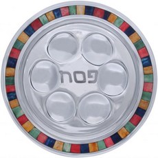 다색 사각형 디자인의 스테인레스 스틸 원형 시더 플레이트, 1개