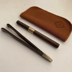 【 199出貨】高端茶夾 功夫茶杯鑷子 茶夾子 茶具配件 實木茶叶夾子 喝茶工具, 黑檀銅頭茶夾+黑檀普洱針+茶巾, 1個