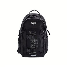 Who a u 後背包 新款書包 網袋 中性零錢包 韓國書包 大容量, 黑色【台現】