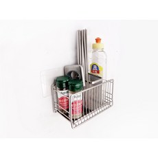 台灣製造 貼片式不鏽鋼筷子籃(低) 洗碗籃 瀝水架 瓶罐架 廚房收納, 1個, 不鏽鋼本色