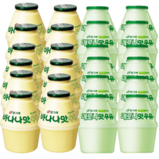 빙그레 단지우유 2종 혼합 (바나나맛우유 and 메로나맛우유), 240ml, 24개