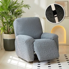 [모든사이즈 호환] 커버무드 링클 리클라이너 쇼파 커버, 그레이, 1개