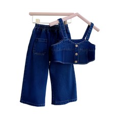 女童時尚丹寧馬甲套裝