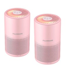 FULMINARE 가정용 공기 청정기 H13 트루 헤파 에어 필터 조용한 공기 청정기 야간 조명 휴대용 소형 공기 청정기 침실 사무실 거실용 (핑크 2팩)