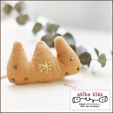 akiko kids 布藝皇冠髮夾 手工刺繡點綴, 栗子色, 1個