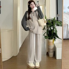 임산부 편안한 데일리 상하세트 루즈핏 와이드 팬츠 외출복 홈웨어 빅사이즈