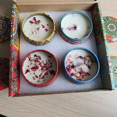 複古鐵罐香薰蠟燭 無煙香氛蠟燭, 1個, 4套禮盒裝民族風