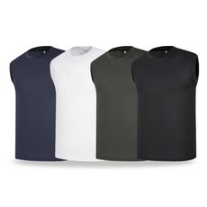 1+1 기능성 쿨론 퀵 드라이 에어로쿨 후렌치 민소매 남녀공용 무지 라운드넥 나시 통기성 시원한 이너(2장세트)