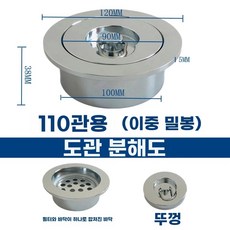바닥 목욕탕 커버 배수구 마개 배수구 연못, U01KSK849XNMEFXS0DMHTECTA7-020, 1개, T. 라운드 110 풀링 링 이중 씰