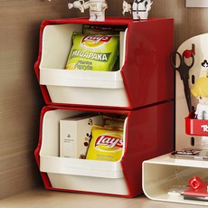 아모란나 컬러 탕비실 정리함 커피 티백 간식 소품 수납함 데스크 오거나이저 미니서랍, 2개, 레드