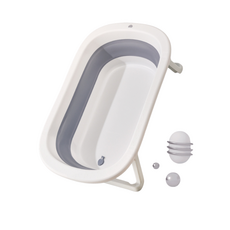 嬰兒摺疊浴盆 附支撐架設計免彎腰洗澡盆, 灰色單盆:1個