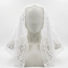 아르엘 로즈 패턴 레이스 미사보, 1개, 화이트