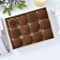 新款圣誕樹裝飾品南瓜紋酒紅墨綠圣誕植絨球套裝精致圣誕球套裝聖誕節節慶派對裝飾聖誕掛飾聖誕佈置耶誕居家佈置, 6-12pcs棕色, 1個