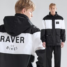 RAVER 성인 모노블럭 레인코트 우비 상하의세트, L