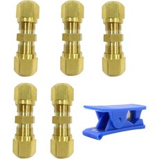 레지네스 DOT 황동 나일론 공기 브레이크 튜빙 피팅 유니언 12인치 압축 튜브 x 튜브5개, 3/8 인치