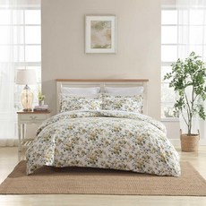 Laura Ashley - 풀/퀸 이불 커버 세트 매우 부드러운 면 침구 매칭 샴 포함 플로럴 홈 데코 Oeko-Tex 인증 (로즈 골드 풀/퀸) 144894, 로즈 골드