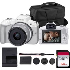 캐논 EOS R50 미러리스 카메라 키트 – APS-C RF 18-45mm 렌즈 4K 영상 듀얼 픽셀 AF II 가변 각도 터치스크린 5812C012 숄더백 64GB 메모리 카