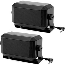 QWORK 5W 외부 통신 스피커 - 햄 라디오 CB 및 스캐너용 3.5mm 플러그가 장착된 8옴 2팩 HF 트랜시버 블랙