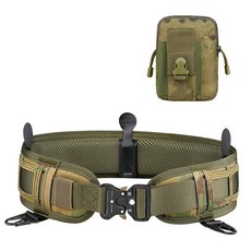 戶外多功能戰術腰封套裝尼龍蛇加厚腰帶，模組化全套腰封，耐磨耐用，戶外運動適用, 廢墟迷彩腰封+腰帶+包, 1個