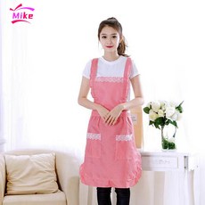 Mike 프린세스 프릴 주방 레스토랑 카페 여자 앞치마, 분홍색, 6개