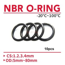 10pcs NBR O 링 씰 가스켓 두께 CS 1 2 3 4mm OD 5 ~ 80mm 니트릴 부타디엔 고무 스페이서 내유성 와셔 원, 11 OD 26mm (CS 3mm), 01 10PCS