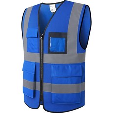 남성용 에코 세이프티 하이 비주얼 반사 안전 조끼 포켓 포함 메시 고감도 ANSIISEA 기준 충족 EK170-메쉬-블루-M
