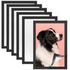 부즈푸 A4 자석 프레임 액자 게시판 게시물 안내문 사진 알림판 블랙 6p 23.9x32.5cm 1세트, PVC