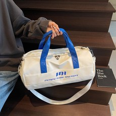 獨立鞋倉PU皮時尚戶外手提旅行健身包, 1個, 藍色,均碼