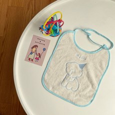 Chez Bete 寶寶圍兜 嬰幼兒洗漱巾 餵食巾 幼童口水巾 H96012, 1個, 藍色小狗