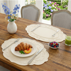 덕스훅 착색복구 실리콘 식탁매트 테이블 매트, 2개, 43cmx 30cm, 클래식 화이트