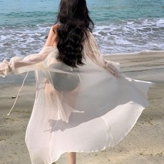 비치로브 여성 휴가 비치웨어 시스루 래쉬 가디건 R67