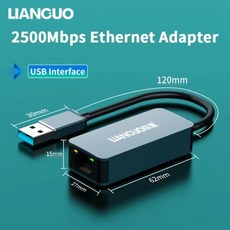 LIANGUO 이더넷 어댑터 USB 3.0 C타입 RJ45 2.5G USB 3.0 유선 어댑터 변환기 LAN 네트워크 허브 WindowsMAC용 2500Mbps, 1) WK-2.5G-U, 1개
