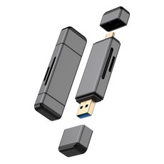 多功能讀卡機 USB3.0/3.2雙卡雙讀 鋁合金Type-C高速讀卡器, 灰色, 1個, USB3.0/Type-C接口