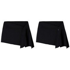 여성 필라테스 요가 스커트 레깅스 치마 운동용 팬츠 커버업, 1개, 블랙 + 블랙 [2개 세트]
