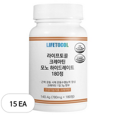 라이프토콜 크레아틴 모노 하이드레이트, 180정, 15개