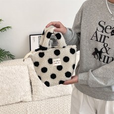 투니스 여성 플러시 폴카 도트 토트백
