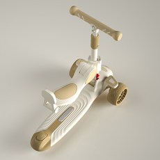 【台灣熱銷Top1】小不記 台灣12h出 免安裝 平衡滑板車 兒童學步車 滑板車 兒童滑板車 滑步車 加大加寬閃光坦克輪, 旗艦款帶椅背款-卡其色, 1個