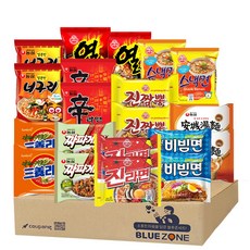 블루존 인기봉지라면 낱개 10종 20봉입(신라면2+진라면 매운2+삼양라면2+너구리2+진짬뽕2+팔도비빔면2+열라면2+안성탕면2+짜파게티2+스낵면2), 1세트