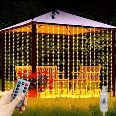 GEEKI 홈 파티 인테리어 크리스마스 트리 조명 줄조명 지네 전구 LED 야외 요정 스트링 웨딩 장식 USB 커튼 침실 8 가지 모드 3M 4M 6M, 1개, 6) Warm White - 4Mx3M 450LEDs