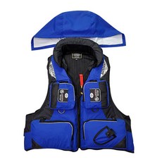 J26釣魚救生衣，輕巧高浮力，多口袋設計，舒適安全, 藍色,L 【超取限1件】